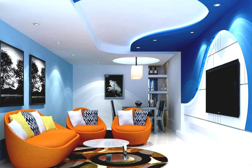 Living space by introducing new false ceilings that bring a burst of colors